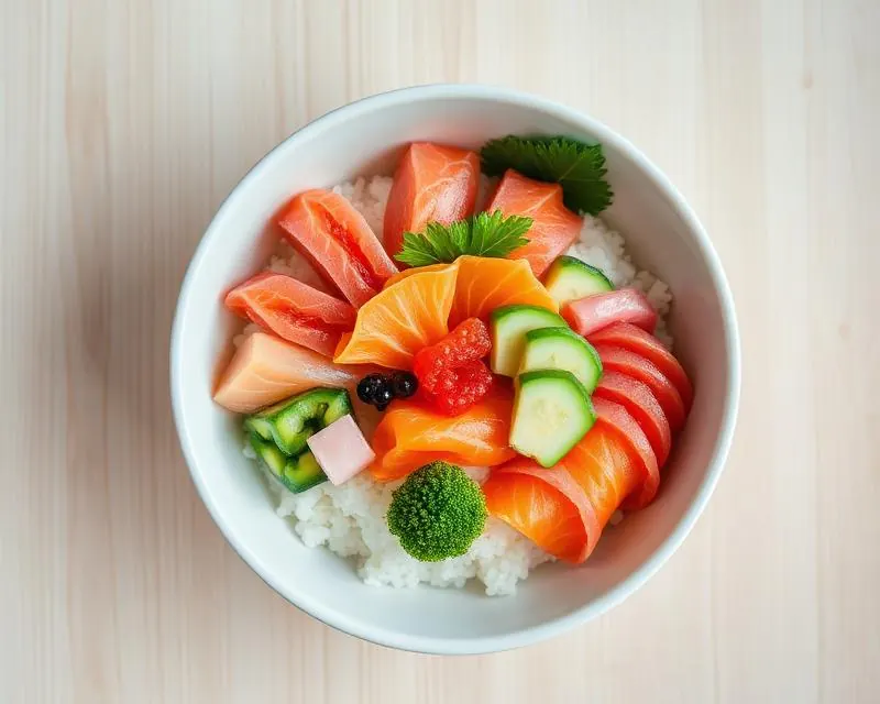 Chirashi Sushi Colorido com Salmão e Atum