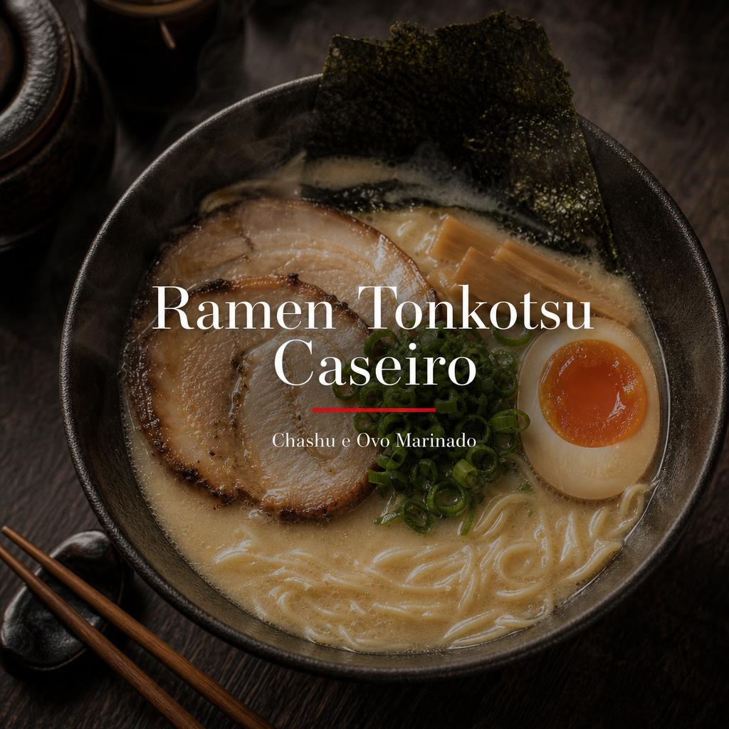 Ramen Tonkotsu Caseiro com Chashu e Ovo Marinado