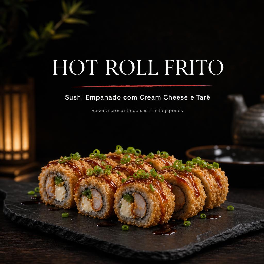 Hot Roll Frito com Cream Cheese e Molho Tarê